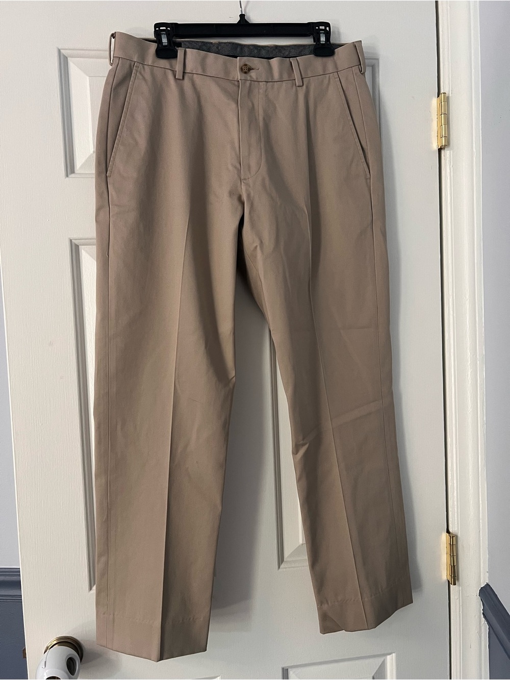 Paul Frederick Men's Classic Flat-Front Khaki Dress Pants